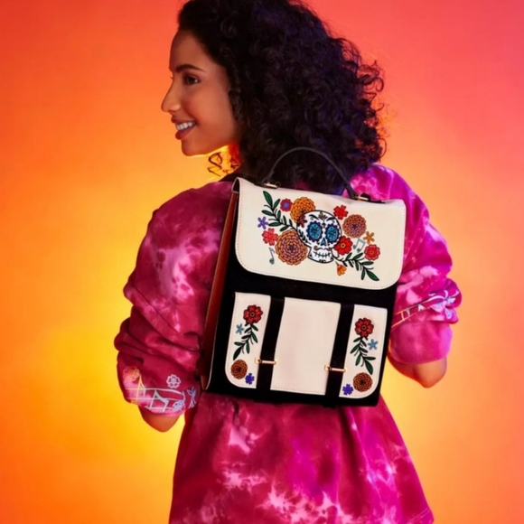 Disney Floral Skull Backpack - Black and Cream - Picture 3 of 6